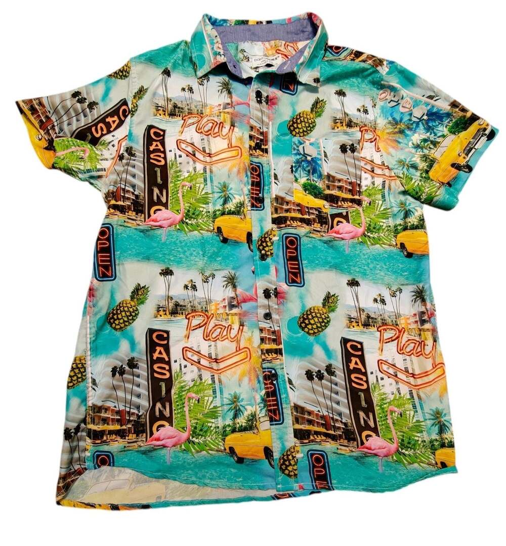 Eighth Avenue Las Vegas Size M Short Sleeve Button Down Shirt Hawaiian
